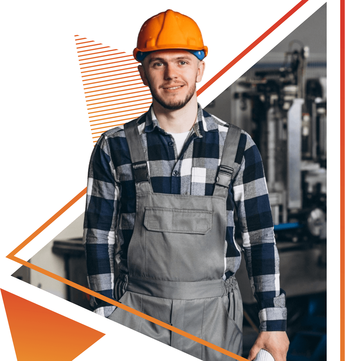 Young woman in casual clothing holding a tablet in a work setting. Around her, there is a desk, packing boxes, and a notebook.